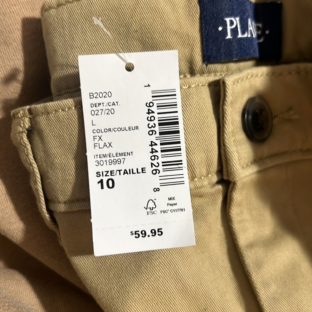 The Children's Place Big Boys Chino Pants Size 10 Skinny Stretch Flax New Khaki - Picture 7 of 8